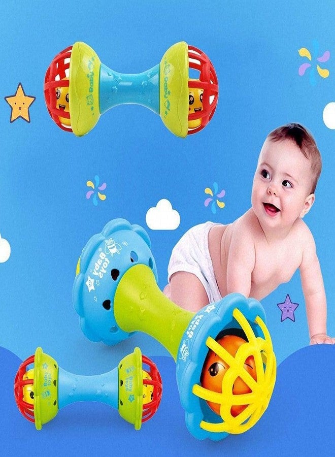 Manos Rattle Soft 2 in 1 Plastic Rubber Body Rolling Hand Bell Ball Baby Rattle Toy Rattle Bell Toy for Babies - Image 1